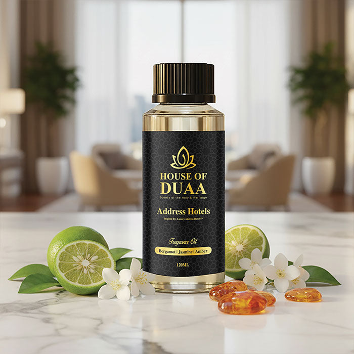 Address Hotels is a refined diffuser oil and fragrance inspired by the luxury of Address Hotels™. Bergamot, jasmine, and warm amber create a polished, modern scent - House of Duaa