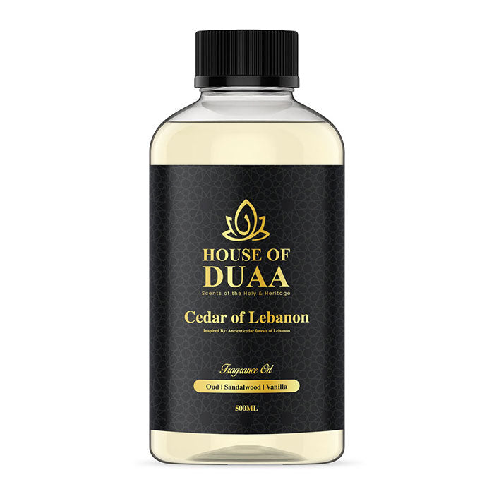 Cedar of Lebanon is a sacred diffuser oil and fragrance inspired by Lebanon’s ancient cedar forests. Oud, sandalwood, and vanilla create a grounding, timeless scent - House of Duaa