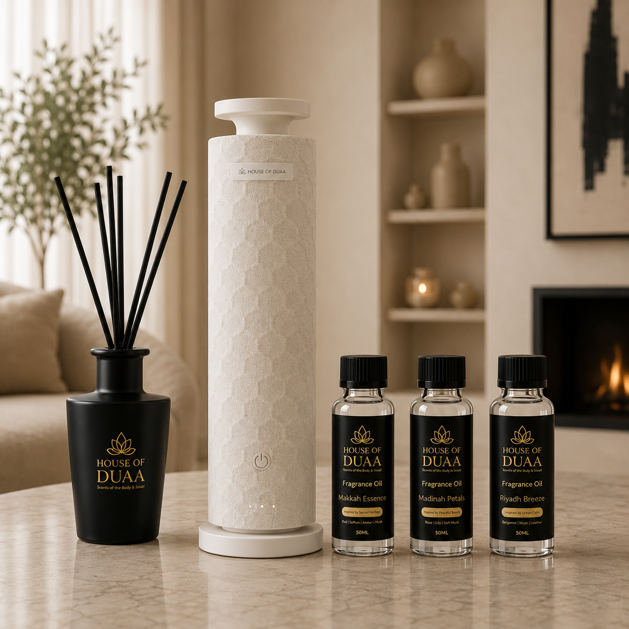 Comfort Tower Discovery Kit – Smart Diffuser + 3 Fragrance Oils + Reed Diffuser