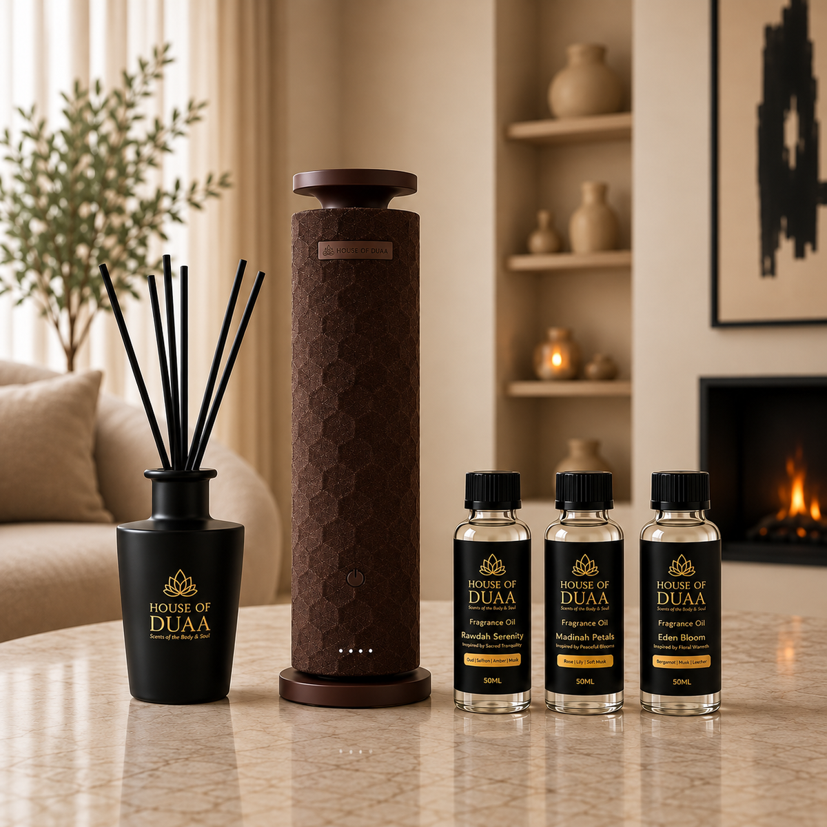 Comfort Tower Discovery Kit + 3 Fragrance Oils + Reed Diffuser