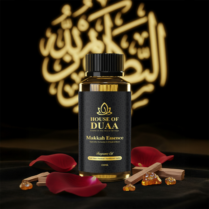Makkah Essence diffuser oil and fragrance blends oud, rose, patchouli, sandalwood, and amber to create a grounding, sacred, and uplifting atmosphere - House of Duaa