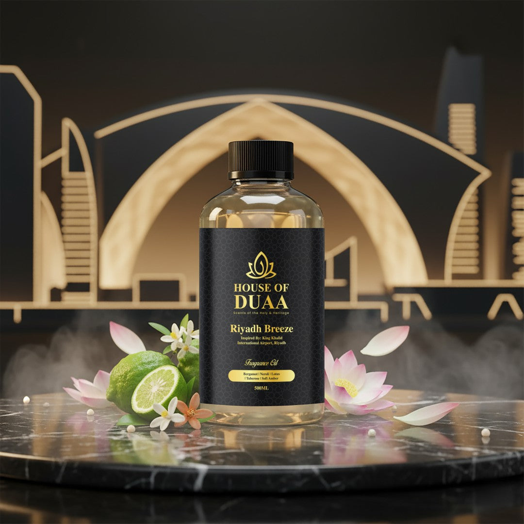 Riyadh Breeze diffuser oil & fragrance blends bergamot, neroli, lotus, tuberose & soft amber for a fresh, clean, and uplifting home scent - House of Duaa