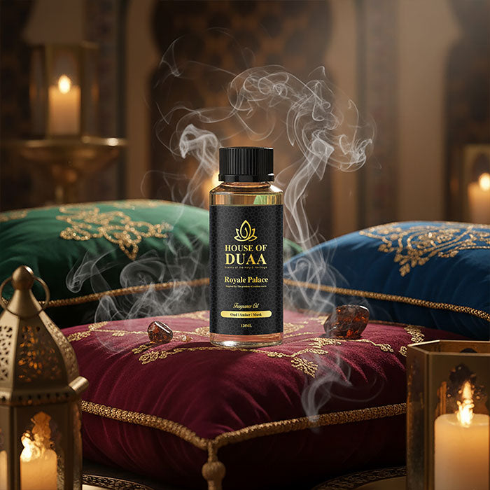 Royale Palace is a majestic diffuser oil and fragrance inspired by Arabian courts. Deep oud, rich amber, and soft musk create a powerful, elegant, and timeless scent - House of Duaa