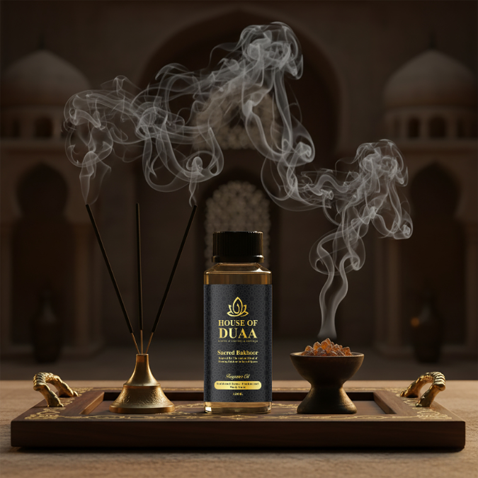 Sacred Bakhoor diffuser oil & fragrance blends sandalwood, frankincense, incense & smoky woods for a grounding, spiritual, and sacred home scent - House of Duaa