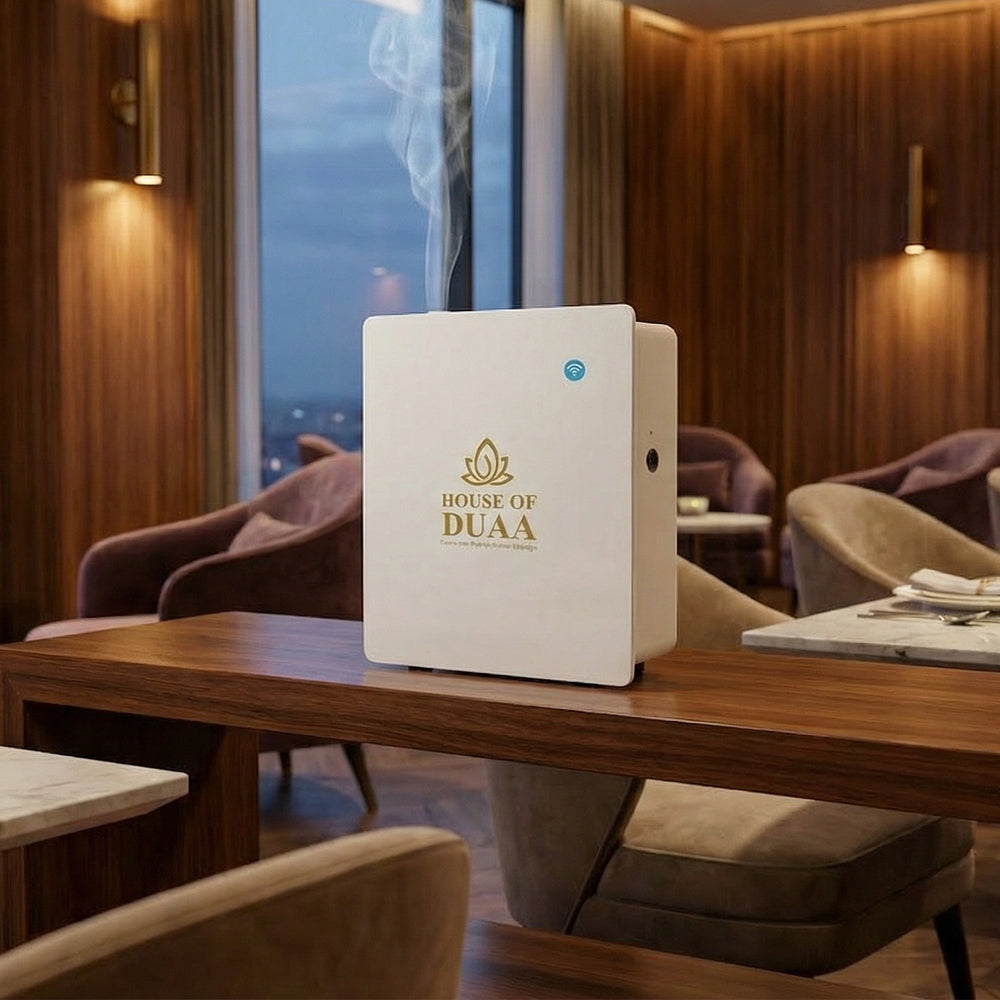 Vera Grand Pro™ delivers professional fragrance coverage for homes, offices, mosques, and commercial spaces like this conference room with advanced cold-air diffuser technology - House of Duaa