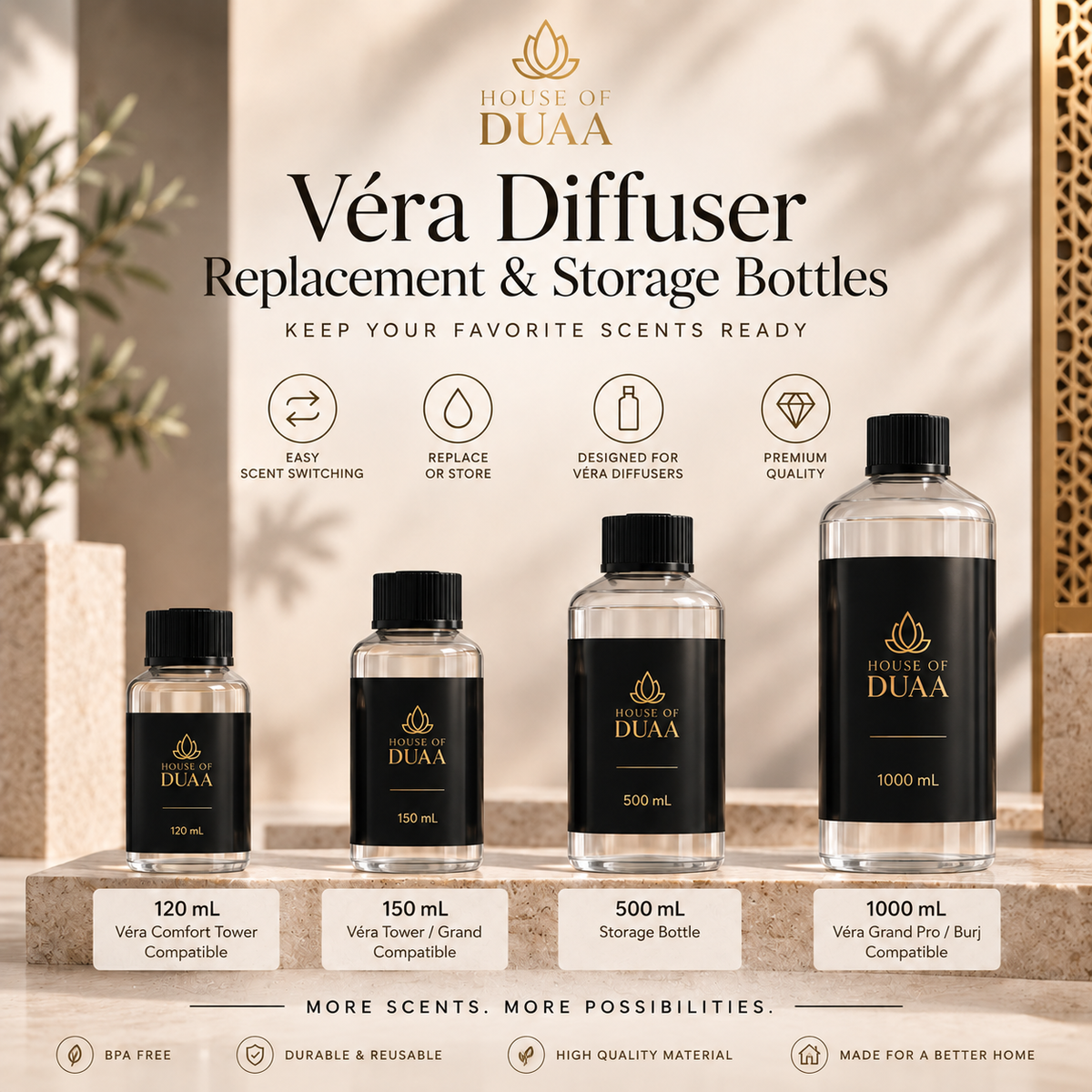 Véra Diffuser Replacement & Storage Bottles