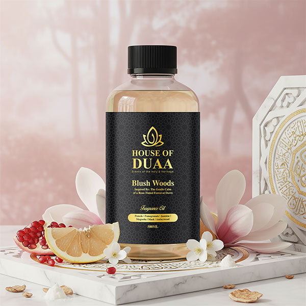 Blush Woods diffuser oil & fragrance blends pomelo, pomegranate, jasmine, magnolia, musk & amberwood for a serene, feminine, and calming home scent - House of Duaa