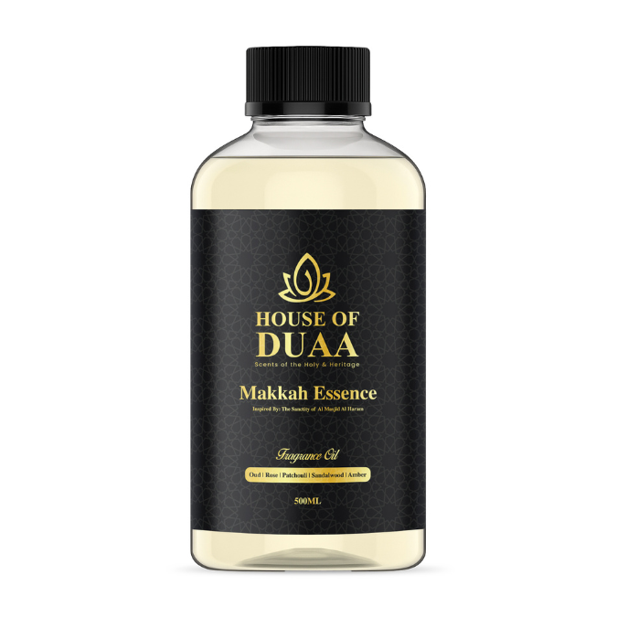 Makkah Essence diffuser oil and fragrance blends oud, rose, patchouli, sandalwood, and amber to create a grounding, sacred, and uplifting atmosphere - House of Duaa