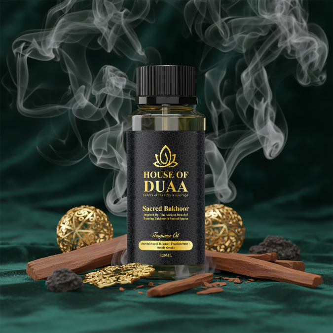 Sacred Bakhoor diffuser oil & fragrance blends sandalwood, frankincense, incense & smoky woods for a grounding, spiritual, and sacred home scent - House of Duaa