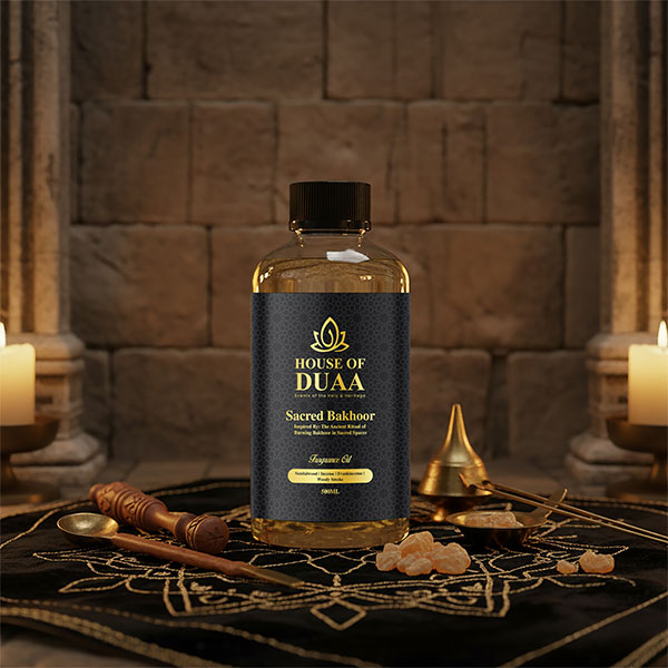 Sacred Bakhoor diffuser oil & fragrance blends sandalwood, frankincense, incense & smoky woods for a grounding, spiritual, and sacred home scent - House of Duaa