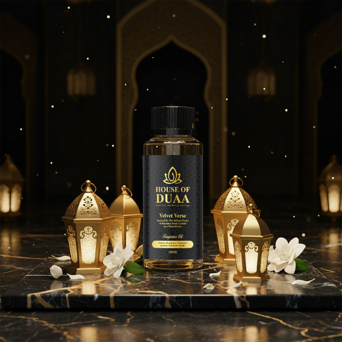 Velvet Verse diffuser oil & fragrance blends lemon, strawberry, gardenia, jasmine, patchouli & vanilla for a warm, romantic, and inviting home scent - House of Duaa