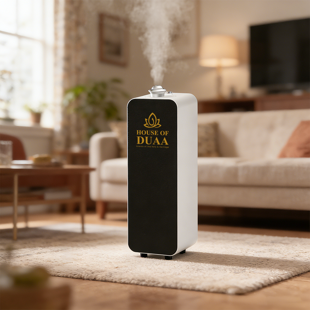 Vera Burj™ delivers refined fragrance coverage for homes like this living room view and also for mosques, hotels, and commercial spaces with advanced cold-air diffusion and smart app control.